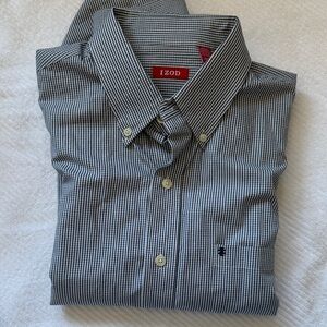 Izod Men's Black and White Gingham Shirt